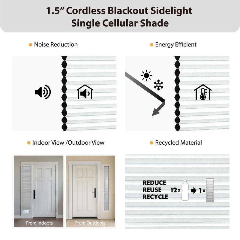 Blackout Cellular Sidelight Shade - Cordless Honeycomb Entry Blind