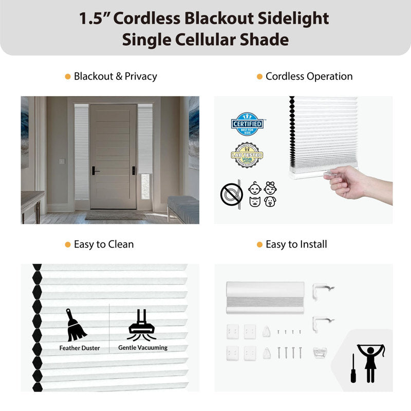 Blackout Cellular Sidelight Shade - Cordless Honeycomb Entry Blind