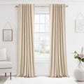 100% Blackout Curtains Linen Textured Thermal Drapes for Bedroom