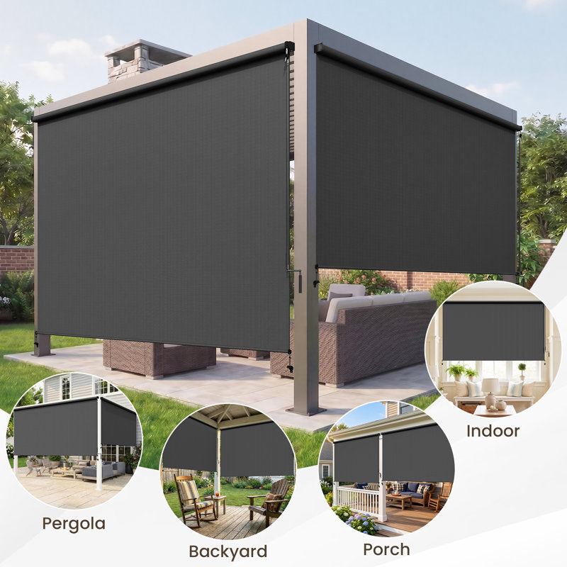10'x8' Cordless Outdoor Roller Shade - UV Block Patio Sun Shade