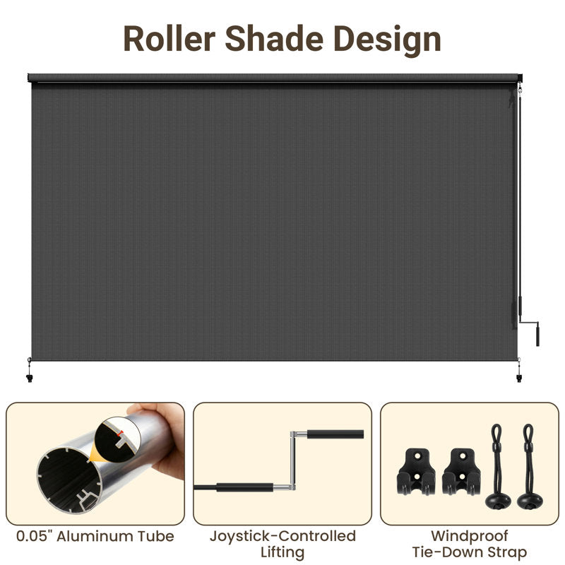 10'x8' Cordless Outdoor Roller Shade - UV Block Patio Sun Shade