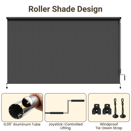 10'x8' Cordless Outdoor Roller Shade - UV Block Patio Sun Shade