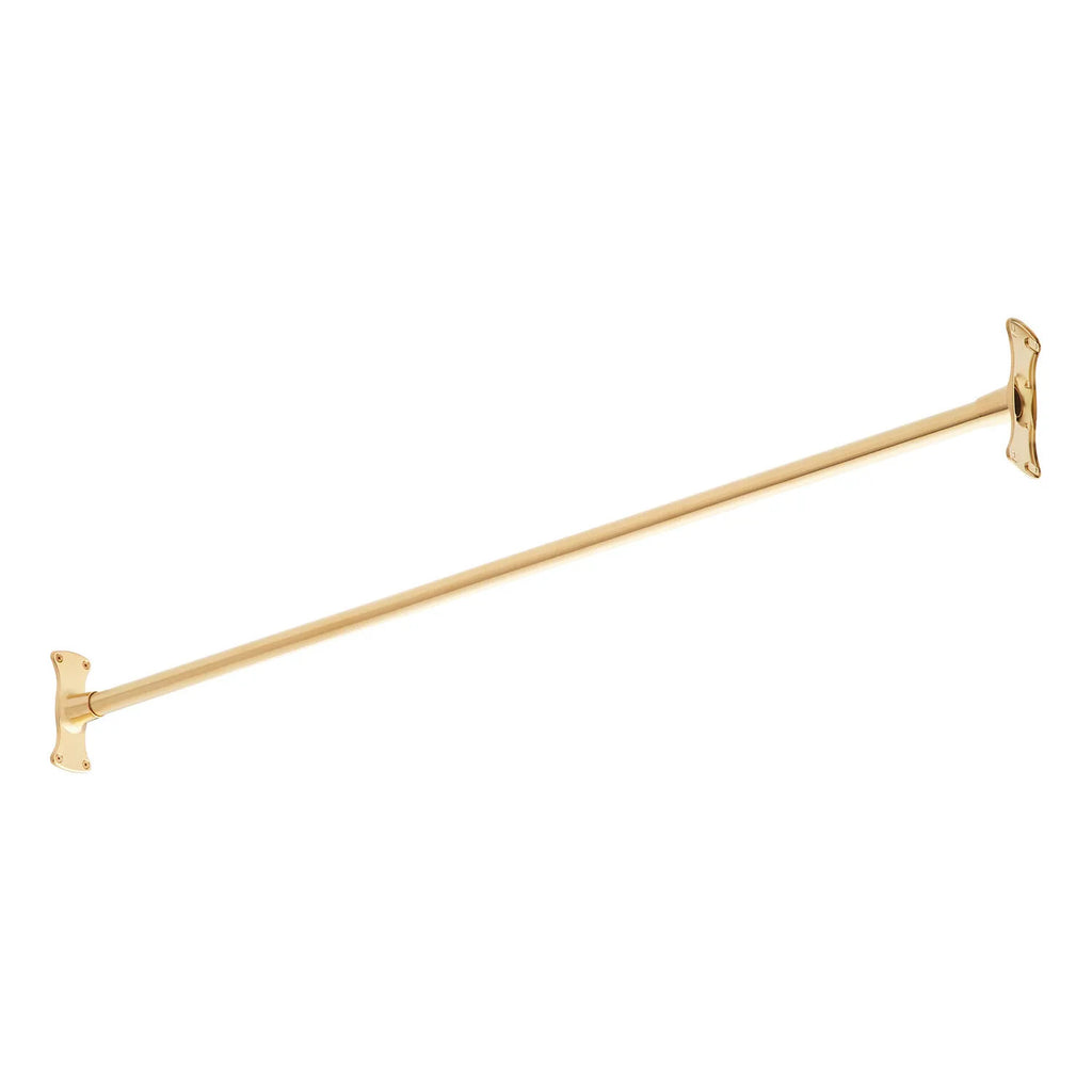 48-Inch Brass Straight Shower Curtain Rod - Brushed Gold Walk-in Shower