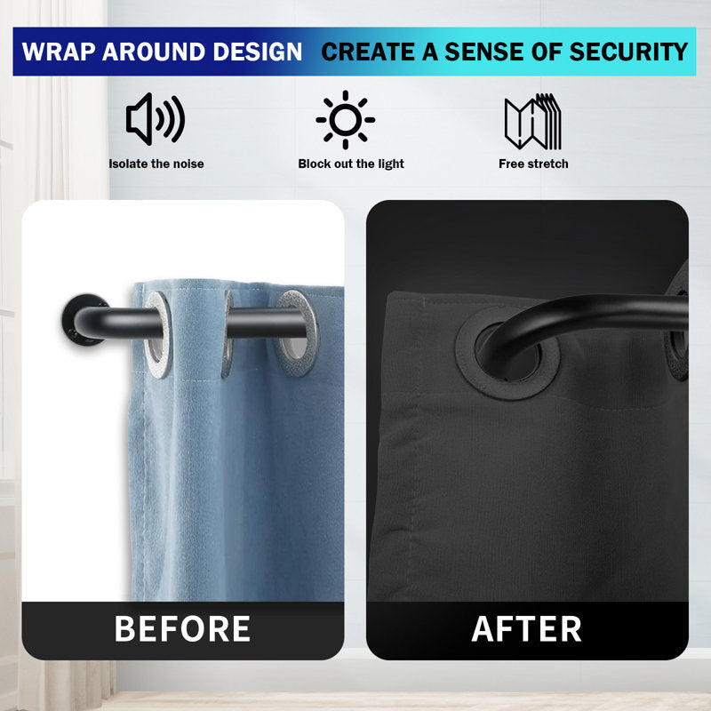 Adjustable Steel Curtain Rod - Matte Black Wraparound Design