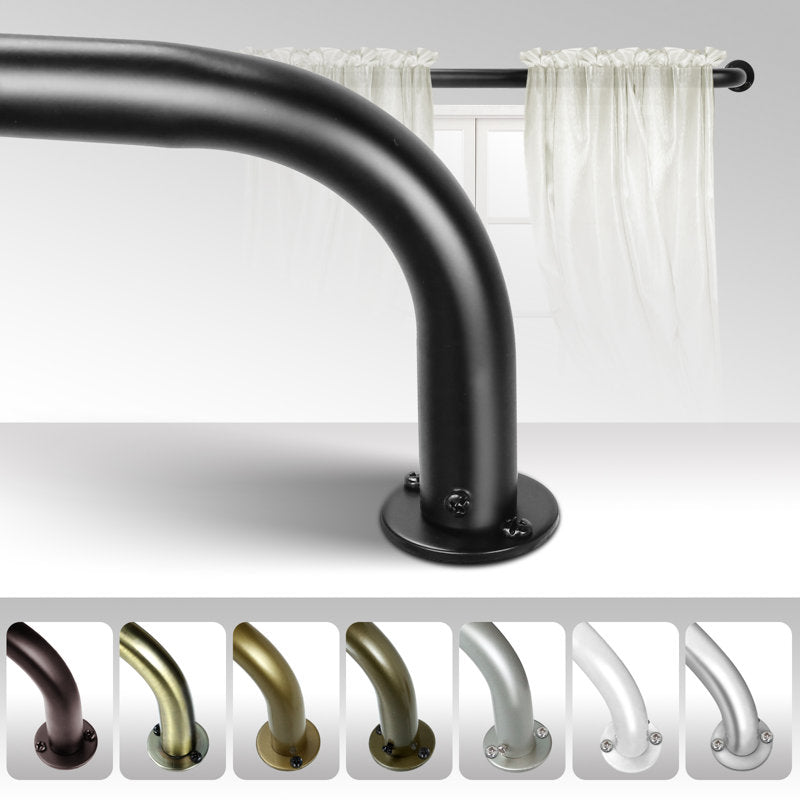 Adjustable Steel Curtain Rod - Matte Black Wraparound Design