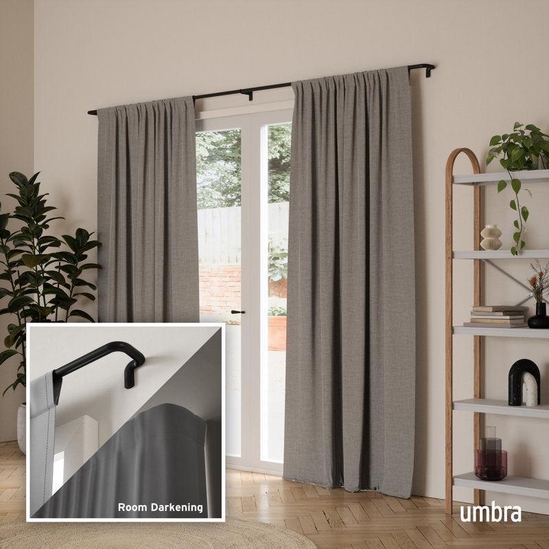 Wrap Around Blackout Curtain Rod - Adjustable Steel Industrial Set