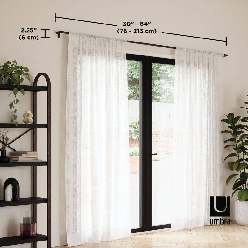 Wrap Around Blackout Curtain Rod - Adjustable Steel Industrial Set
