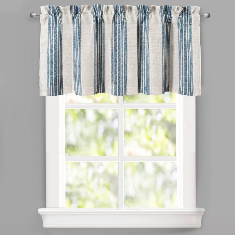 Striped Linen Blend Window Valance - Tailored Farmhouse Style