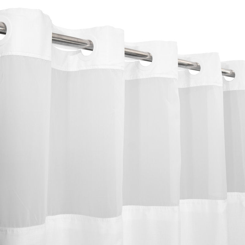 Slub Linen Shower Curtain with Snap-in Liner - No Hook Design