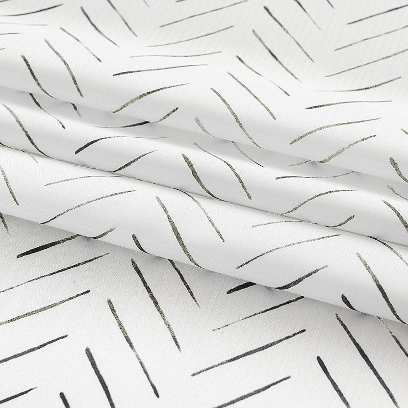 Chevron Shower Curtain Set with Hooks - Modern Black & White Decor