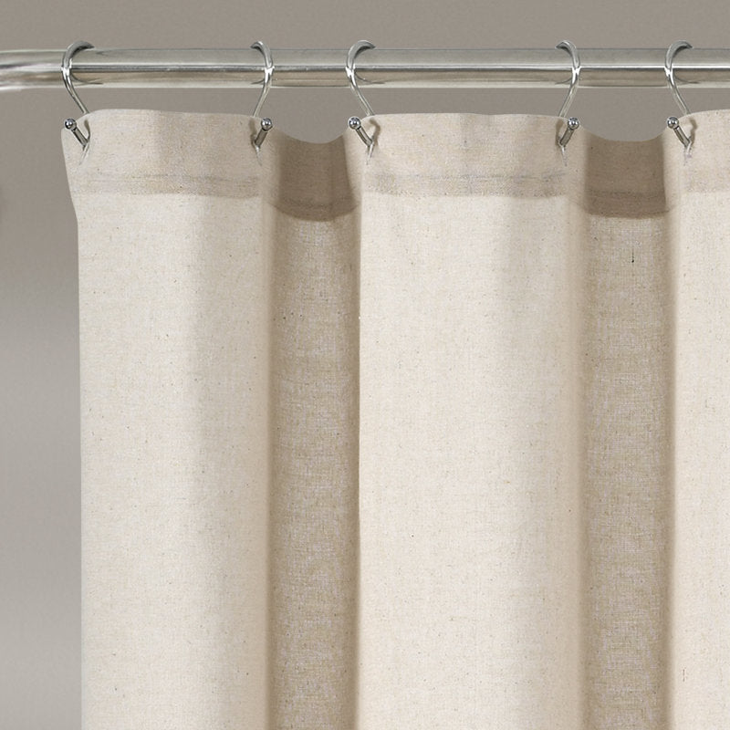 Beckham Linen Button Shower Curtain - Farmhouse Bathroom Decor