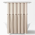 Beckham Linen Button Shower Curtain - Farmhouse Bathroom Decor