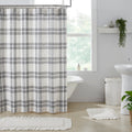 Cotton Plaid Shower Curtain - Farmhouse Style Bathroom Decor