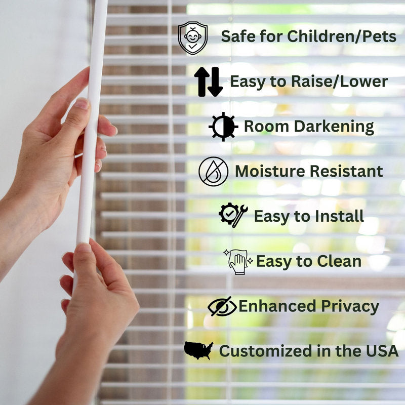 Cordless Faux Wood Blinds - 2-Inch White Slats for Home Privacy