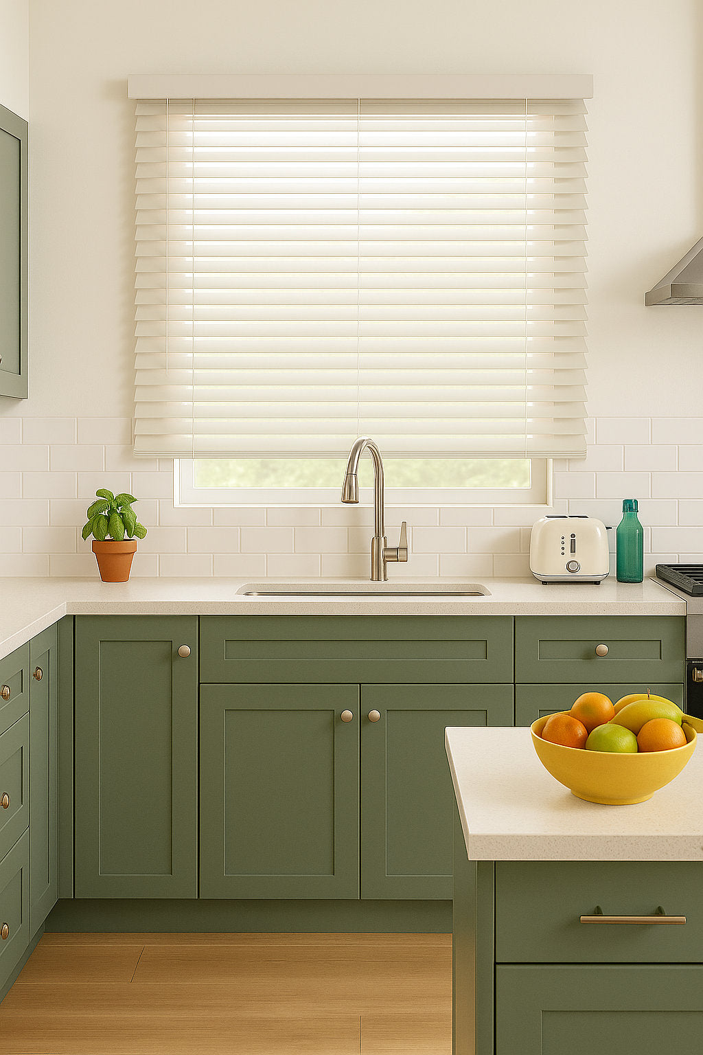 Cordless Faux Wood Blinds - 2-Inch White Slats for Home Privacy