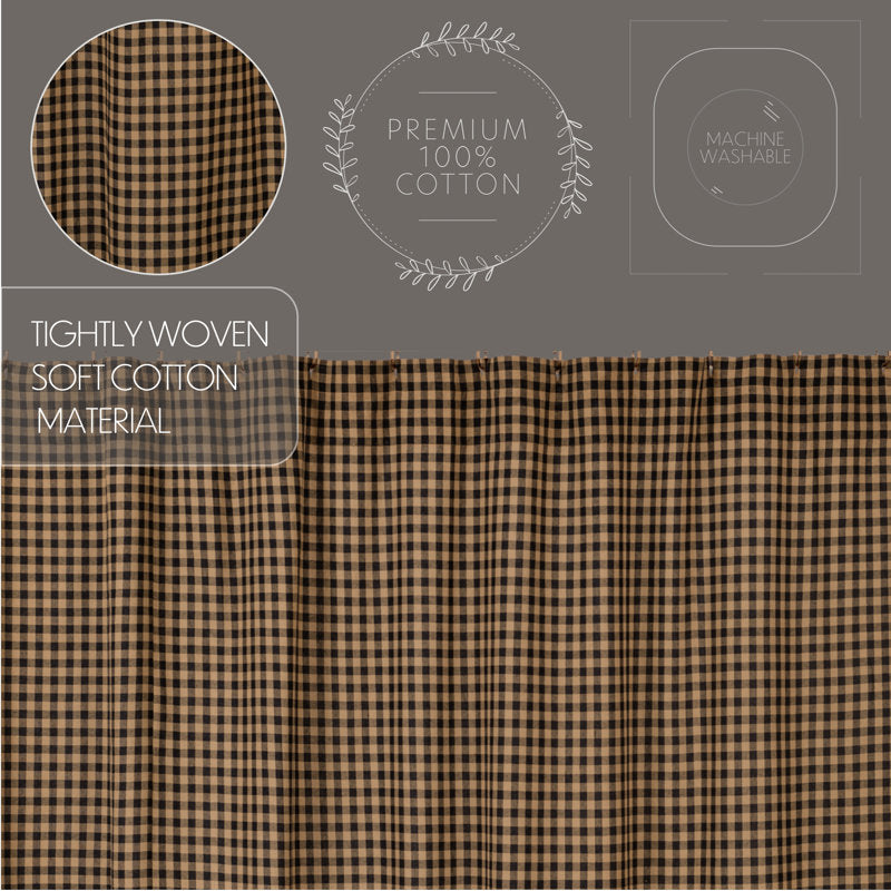 Cotton Checkered Shower Curtain - Farmhouse Style Bathroom Decor