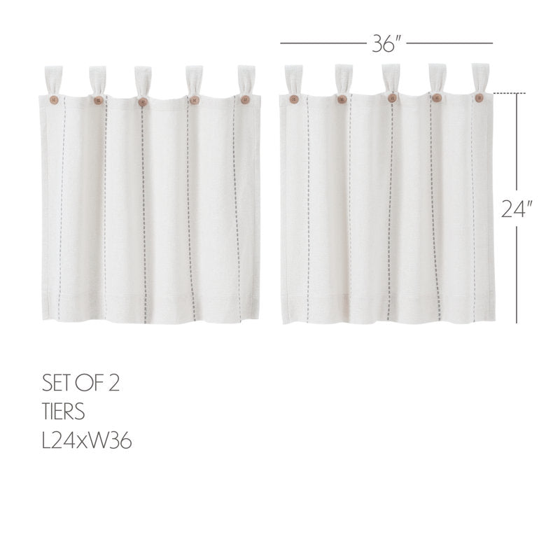 Cotton Striped Cafe Curtain Set - Farmhouse Burlap Tiers for Kitchen