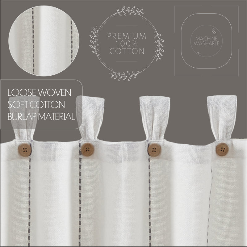 Cotton Striped Cafe Curtain Set - Farmhouse Burlap Tiers for Kitchen