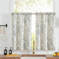 Linen Blend Floral Cafe Curtains - Farmhouse Tier Set for Kitchen