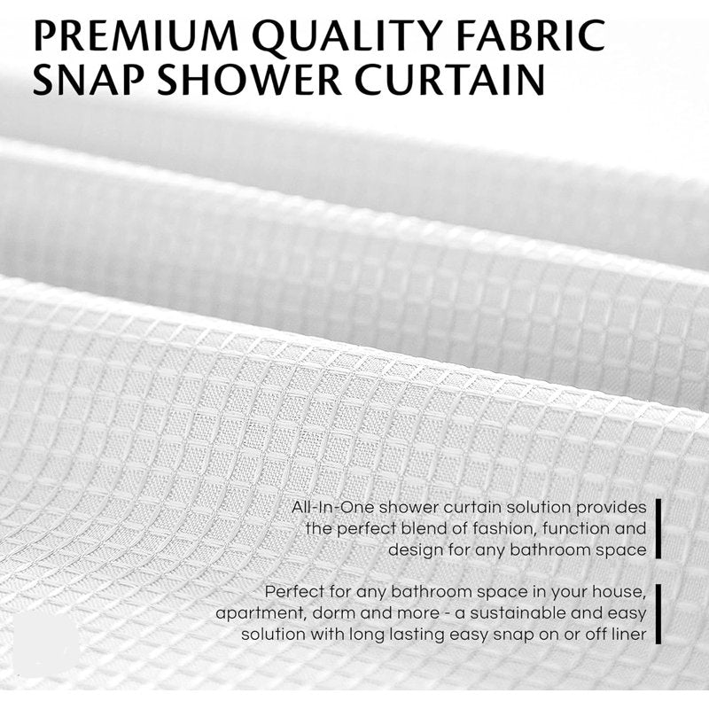Waffle Weave Shower Curtain with Mesh Window and Liner Set