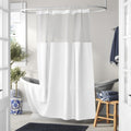 Waffle Weave Shower Curtain with Mesh Window and Liner Set
