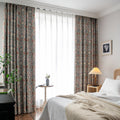 Cotton Blend Floral Room Darkening Curtains - Pinch Pleat Set of 2