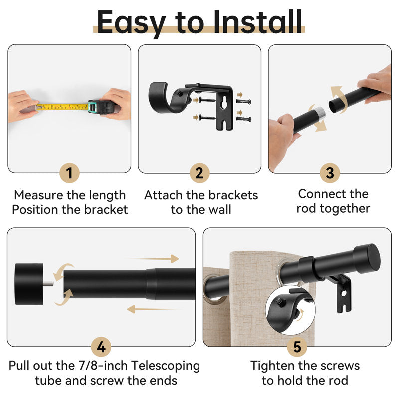 1" Modern Aluminum Adjustable Curtain Rod - Indoor/Outdoor