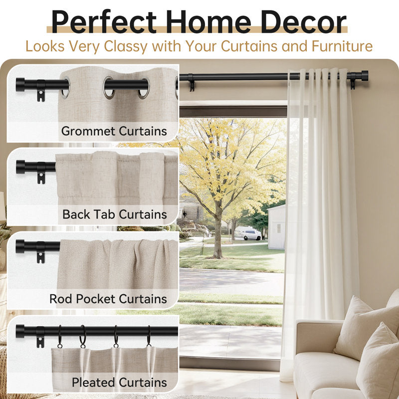 1" Modern Aluminum Adjustable Curtain Rod - Indoor/Outdoor