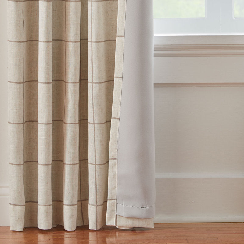 Laurene Blackout Curtain - Windowpane Plaid Linen Blend for Bedroom