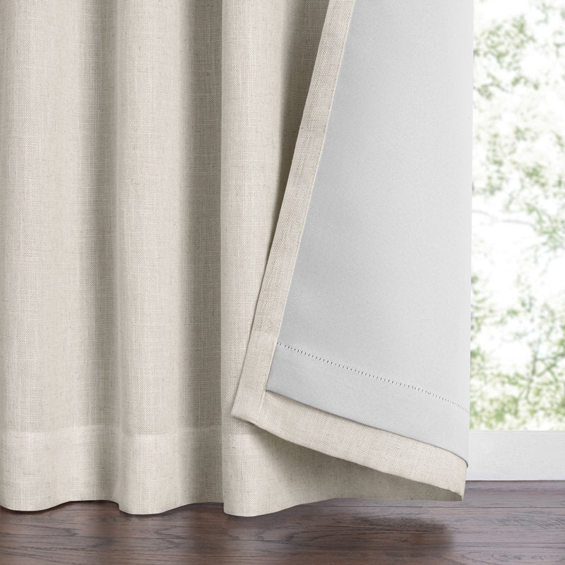 Laurene Blackout Curtain - Windowpane Plaid Linen Blend for Bedroom