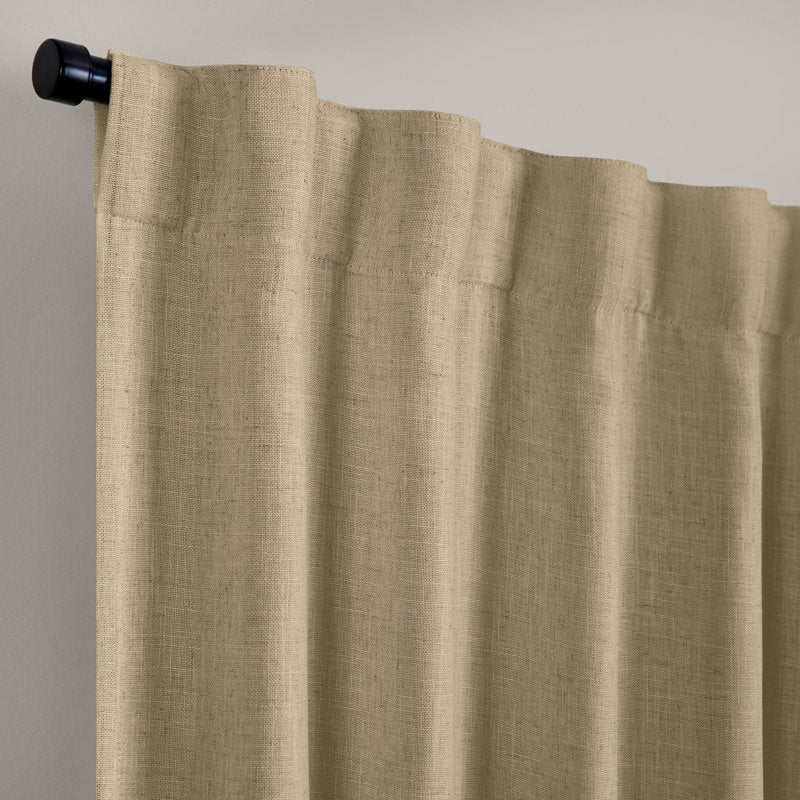 Laurene Blackout Curtain - Windowpane Plaid Linen Blend for Bedroom