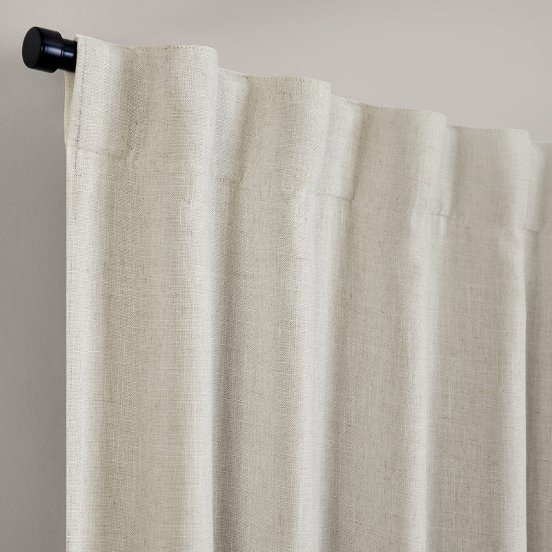 Laurene Blackout Curtain - Windowpane Plaid Linen Blend for Bedroom
