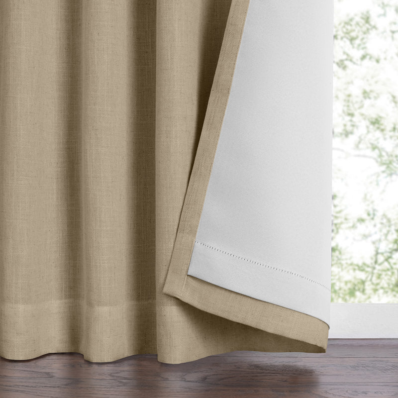 Laurene Blackout Curtain - Windowpane Plaid Linen Blend for Bedroom