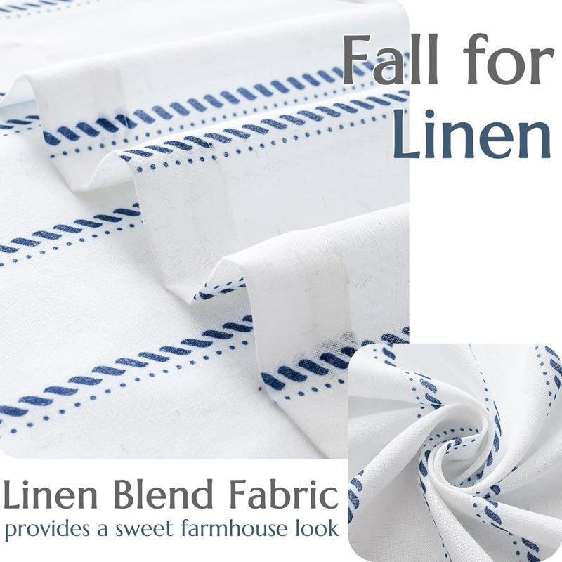Striped Linen Tier Curtains - Farmhouse Rod Pocket Kitchen Cafe Set