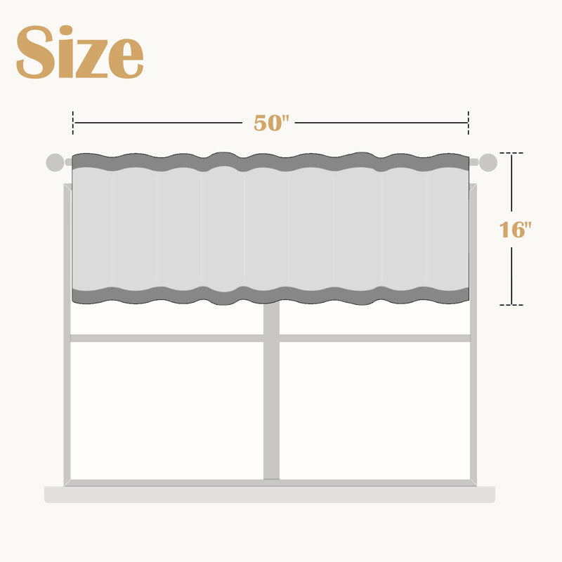 Linen Striped Window Valance - Farmhouse Double Layered Kitchen Curtain