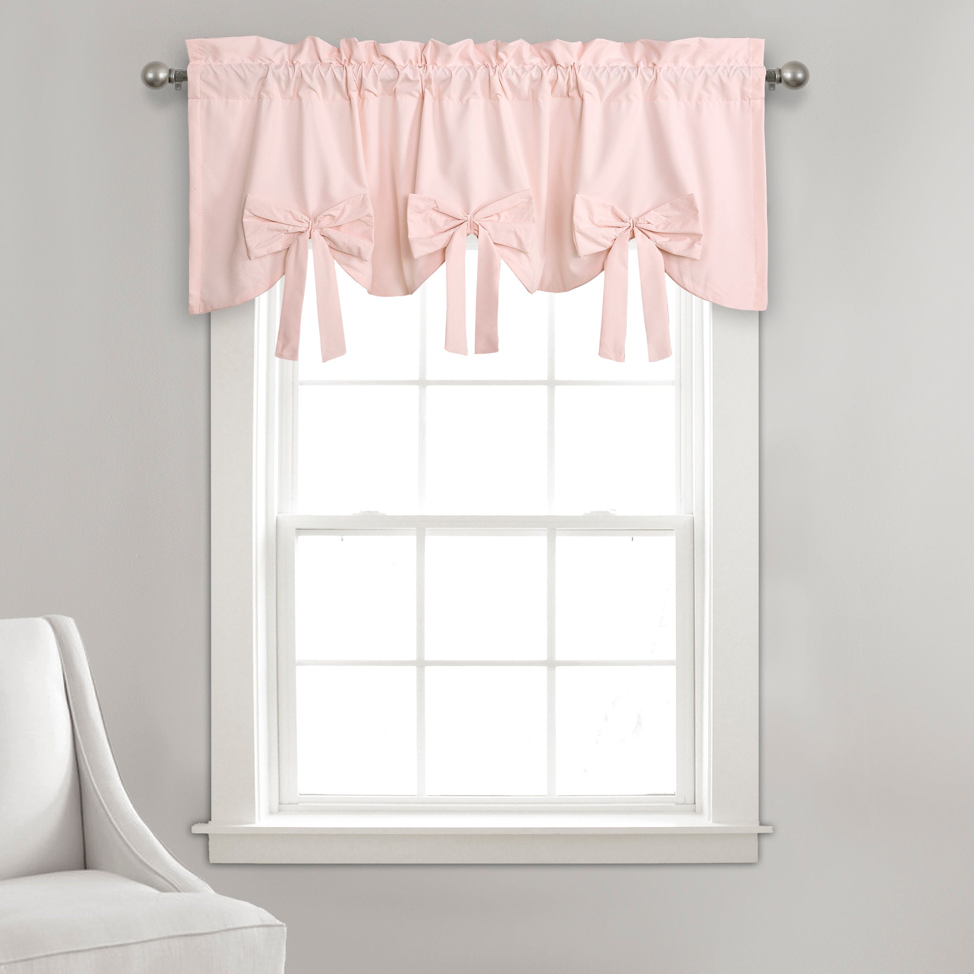 Lush Decor Melody Bow Scalloped Window Valance for Kitchen & Bedroom
