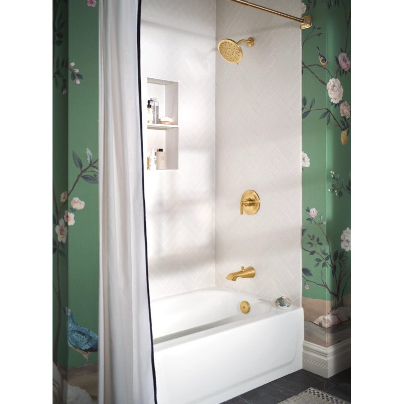 Moen Curved Shower Rod - Brushed Gold Permanent Mount for 5-6ft Tubs
