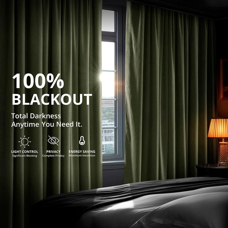 Olivia Velvet Blackout Curtain | Thermal Insulating Window Panel