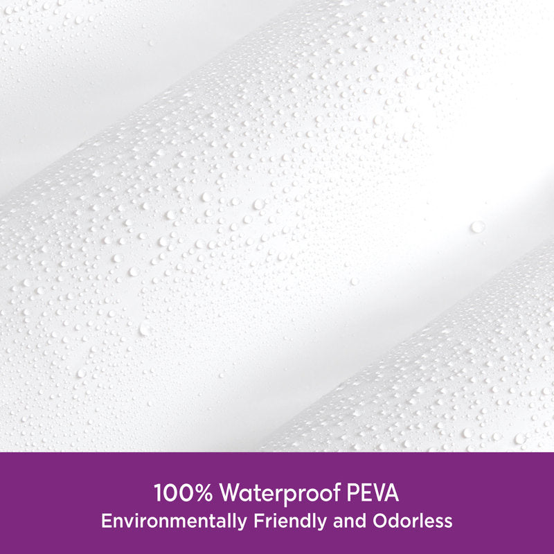 PEVA Shower Curtain Liner with 12 Metal Hooks - Waterproof Bath Set