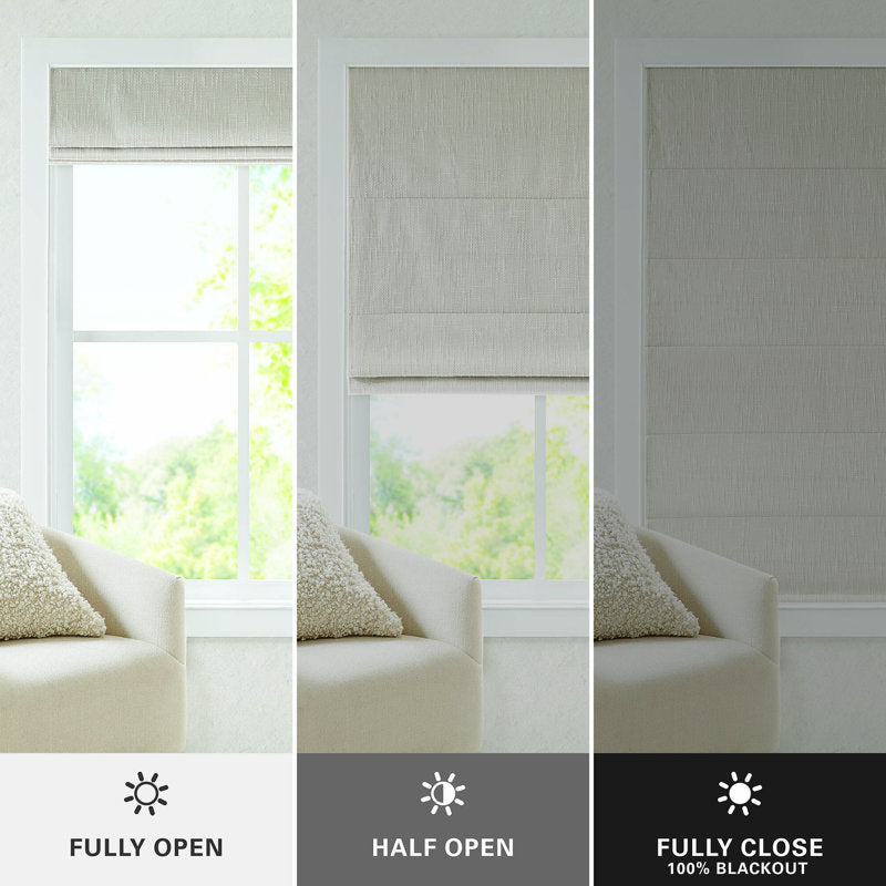 Quincy Cordless Blackout Roman Shade - Linen Textured Window Treatment