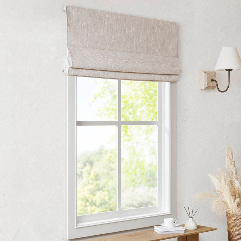 Quincy Cordless Blackout Roman Shade - Linen Textured Window Treatment