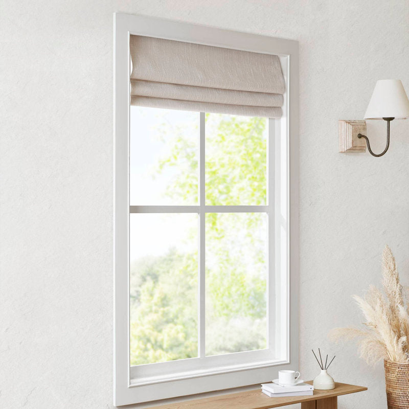 Quincy Cordless Blackout Roman Shade - Linen Textured Window Treatment