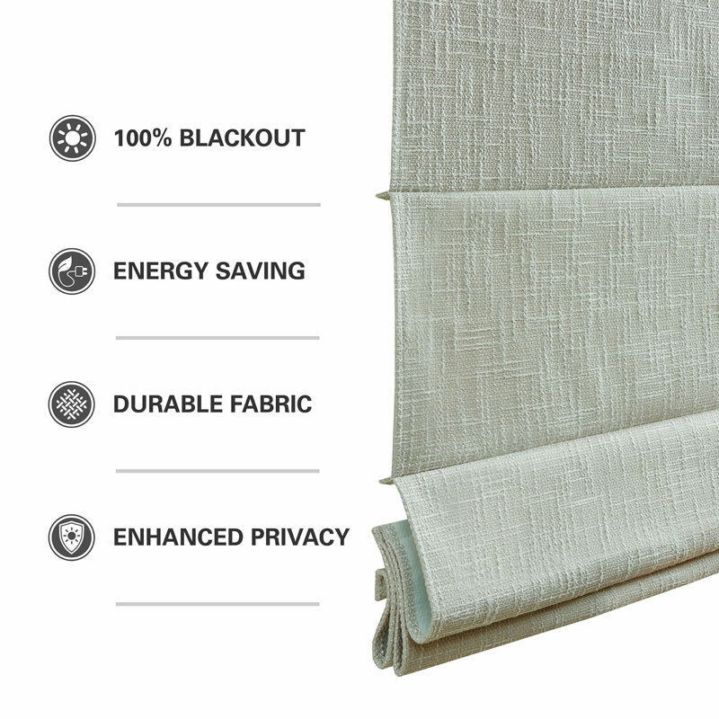 Quincy Cordless Blackout Roman Shade - Linen Textured Window Treatment