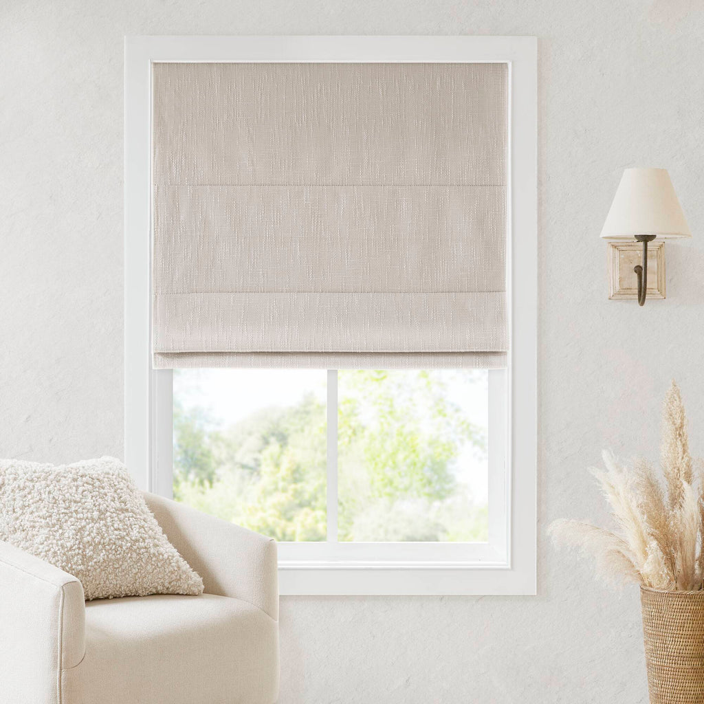 Quincy Cordless Blackout Roman Shade - Linen Textured Window Treatment