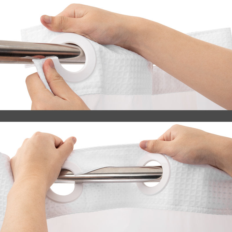 Waffle Weave Shower Curtain with Snap-in Liner & Sheer Window