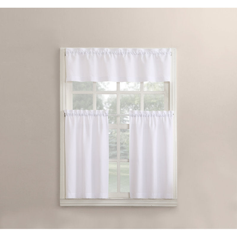 Semi-Sheer 3-Piece Curtain Valance and Tier Set for Kitchen Windows