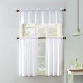 Semi-Sheer 3-Piece Curtain Valance and Tier Set for Kitchen Windows