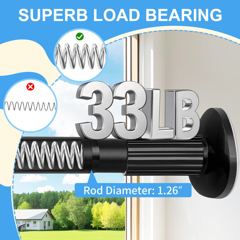 51-165" Tension Curtain Rod - Heavy Duty Stainless Steel No-Drill