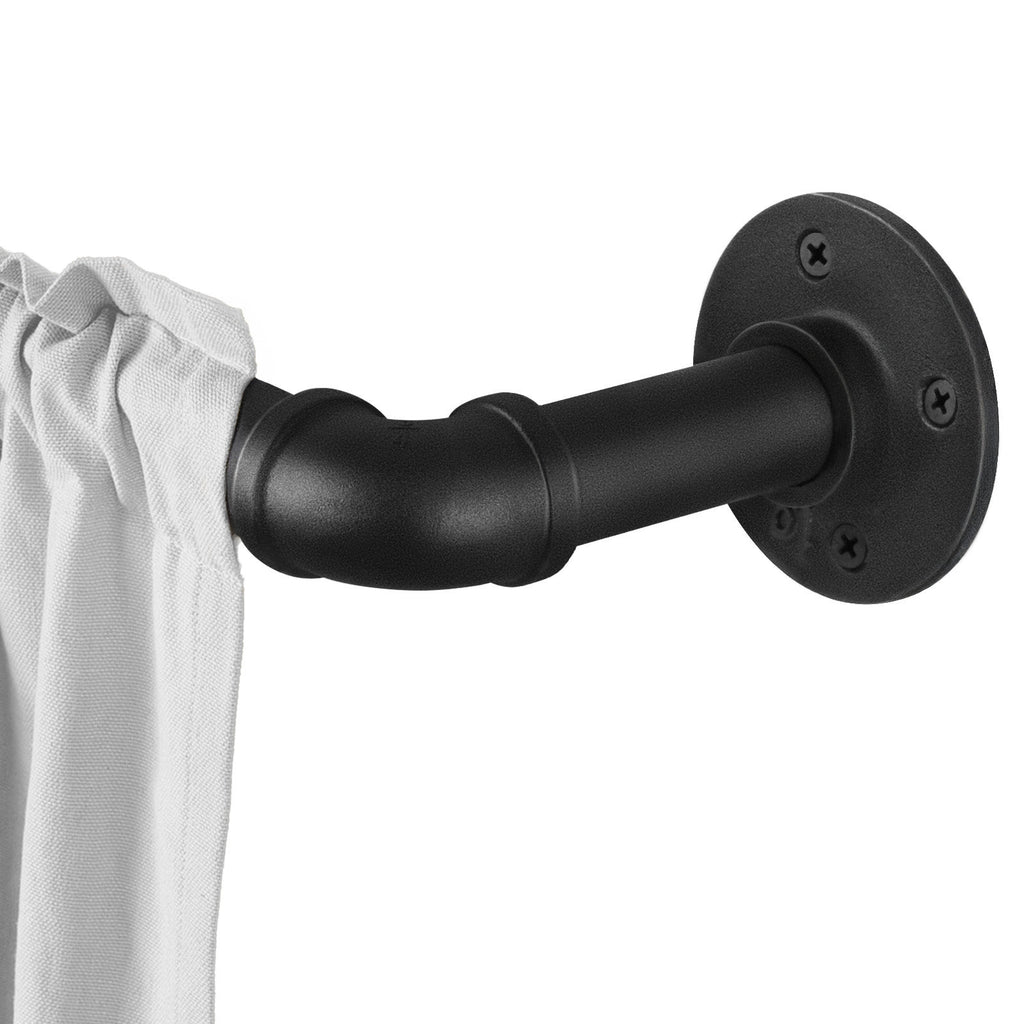 1" Industrial Pipe Curtain Rod - Matte Black Steel Indoor/Outdoor