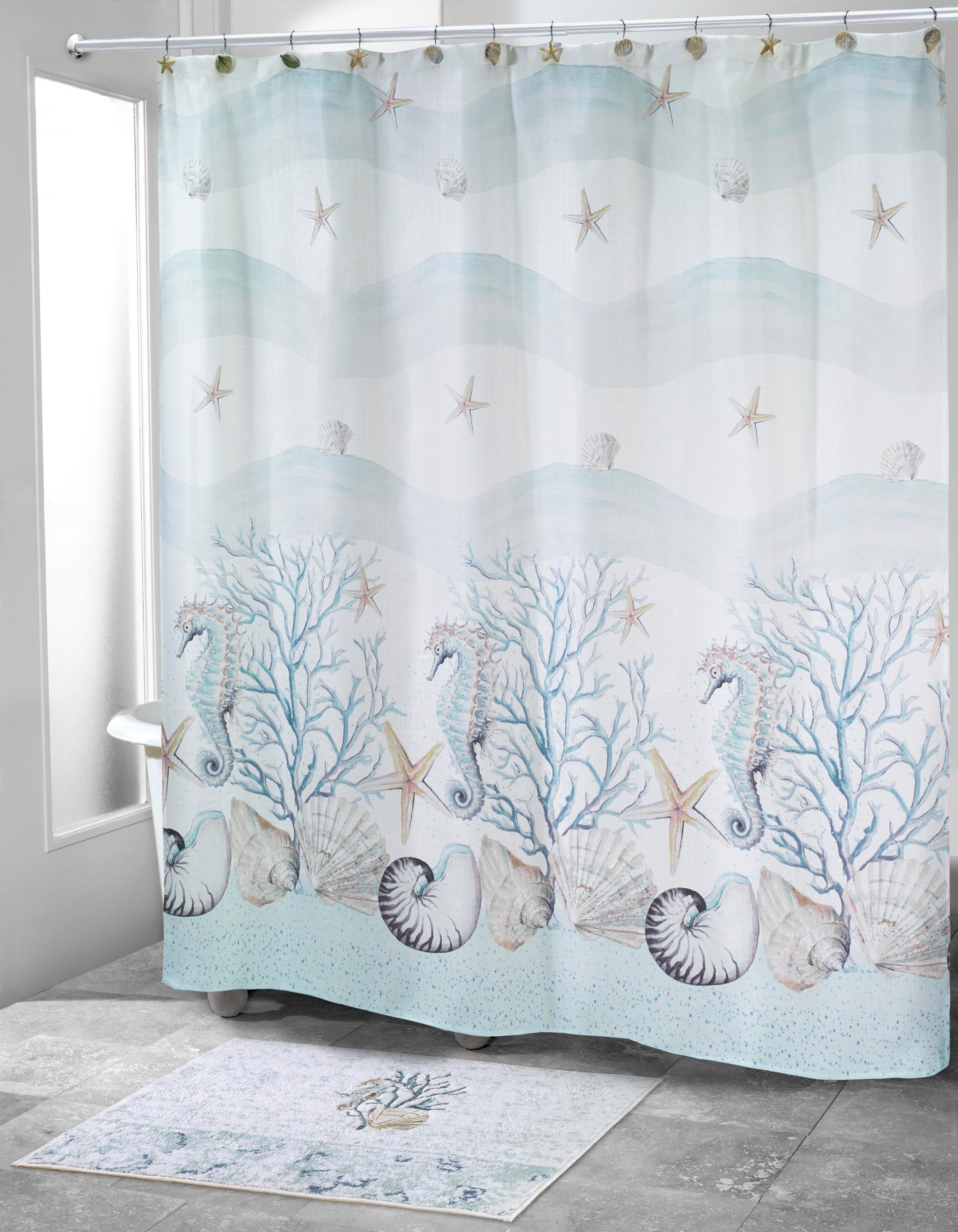 Coastal Undersea Shower Curtain - Beaded Polyester Bathroom Decor